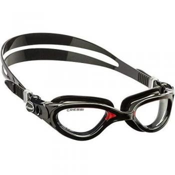 Cressi Flash Schwarz/Rot Schwimmbrille für Erwachsene – Transparente Linsen, One Size, Anti-Beschlag