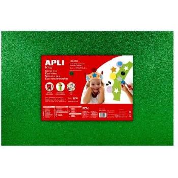 Pack de 3 feuilles de mousse EVA vert pailleté 40×60 cm – Apli Agipa