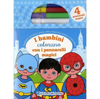 I bambini colorano con i pennarelli magici. Con gadget