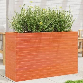 Jardinera de madera maciza de pino cera 110x40x68,5 cm