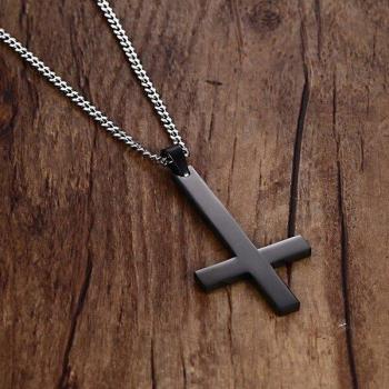 Crux de Sanctus Petrus Black Plated Necklace for Men