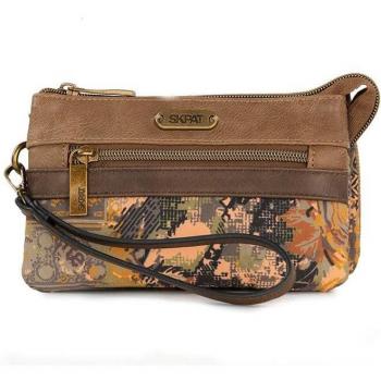 Cartera SKPAT para mujer con triple departamento y protección RFID 312719 marrón