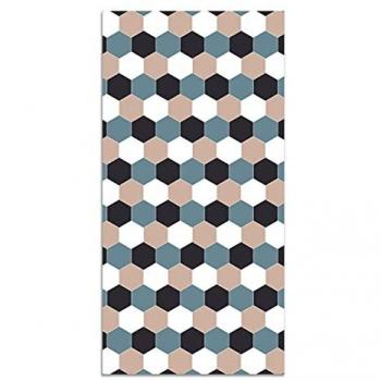 Tapis mosaïque hexagones bleu en vinyle 80x200 cm