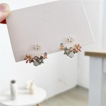 Boucles d'oreilles vintage peintes à l'huile avec détails en cristal