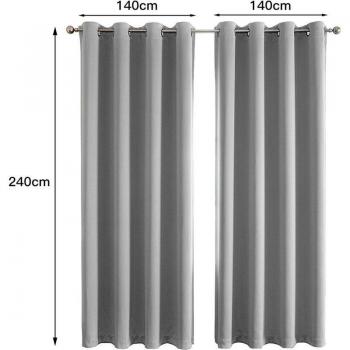 Haloyo rideau gris isolant thermique 140×240 cm, unis et opaques avec œillets
