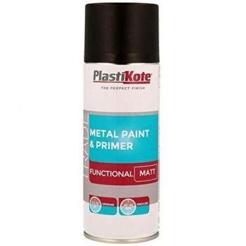 PlastiKote Black Matt Metal Spray Paint 400ml