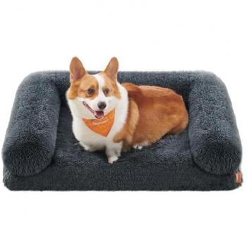 Panier confortable pour chien taille M, L (91 x 68 x 23 cm) / Gris Foncé