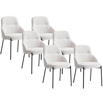 Lot de 6 chaises en tissu bouclette et métal noir