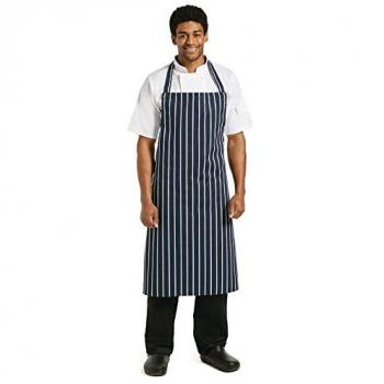 Whites Culinary Butchers Stripe Bib Blue/White Extra Large