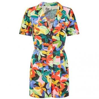 Tropical Leaf Print Playsuit for Women, Yumi, Size 10 UK
