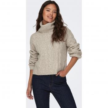 JDY Damen Rollkragenpullover Beige Regular Fit Größe L