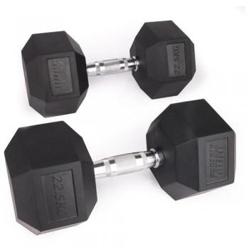 Black Hexagonal Dumbbell Set – 22.5 kg (Phoenix Fitness)