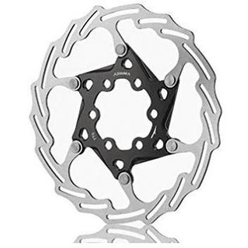 Disco freno Aro 18 140mm Ashima, attacco 6b, doppia anima, 10mm, peso 77g, colore nero, compatibile con road