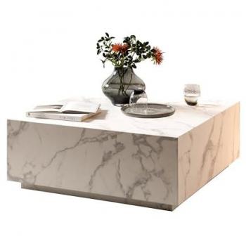Marmor-Optik Couchtisch 90x90 cm Weiss Beistelltisch Wohnzimmer Sofatisch
