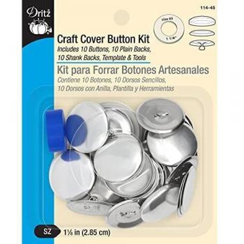 Craft Cover Button Set, Silver, 45 Units (10-Piece Pack)
