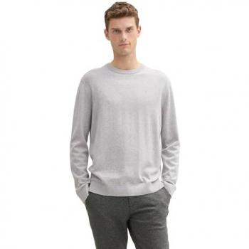 Tom Tailor Pullover mit Rundhalsausschnitt, hellgrau, Größe S