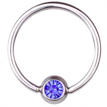 Titanium 0.8 mm Piercing with 6 mm Sapphire Blue Swarovski Accent