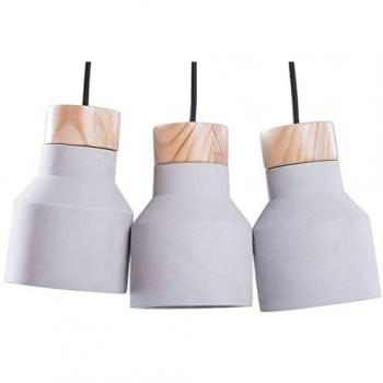 Suspension Baht en béton et bois clair – set 3 pièces