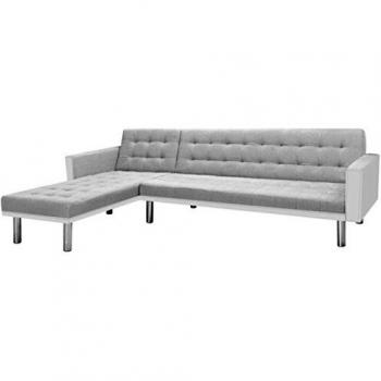 VidaXL Divano ad Angolo in Tessuto 218x155x69cm Bianco Grigio