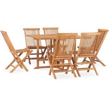 Teak Garten-Essgruppe 7-teilig klappbar von vidaXL