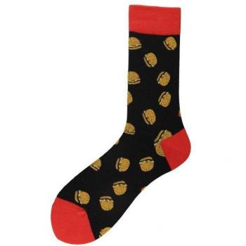 Calcetines de algodón para hombre, diseño divertido de hamburguesa, cerveza y patatas fritas, estilo Hip Hop, Otoño Invierno