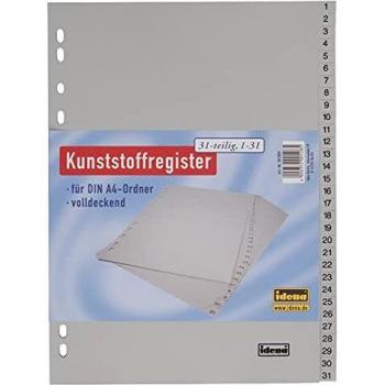 Idena Kunststoffregister A4 1-31 grau PP (4002372001285) (400177836)