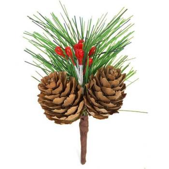 Decoración Navideña Ramas de Pino Rojo
