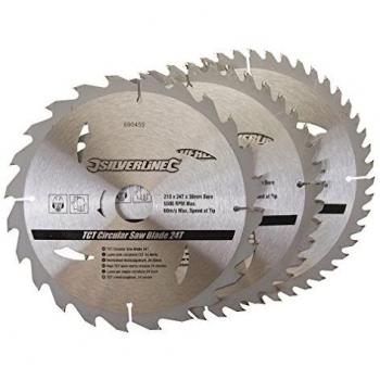 Silverline TCT Circular Saw Blades Teeth:24,40,48T Size:210 x30 -25/16mm Rings