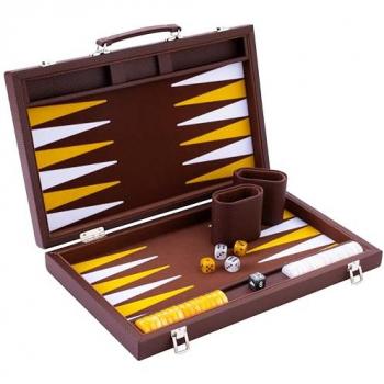 Jeu de Backgammon Luxe 15 – 38 cm, Feutre Haut de Gamme, Valise Mousse