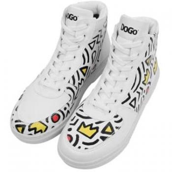 White DOGO Damenstiefel – Abstract Outline Vegan