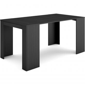 Console meuble extensible effet bois noir 90x58x77 cm