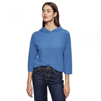 T-shirt structuré bleu avec capuche pour femme, Street One, taille 36