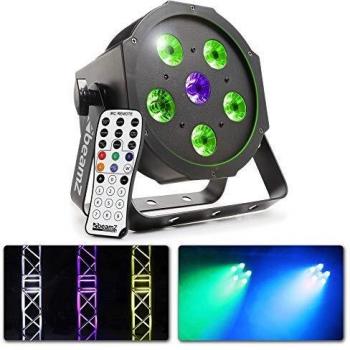 BeamZ BFP110 Spot LED FlatPAR – RGB 6W, UV intégré, Télécommande IR