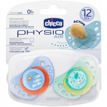 Chupete Chicco Physio Air azul de caucho 12 meses + 2 uds