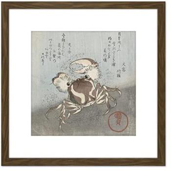 Japanese Crab Journey: 8x8 Kunisada Utagawa Woodcut in Classic Wooden Frame