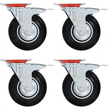 VidaXL: Swivel Casters with Double Brakes (Set of 4), 125 mm
