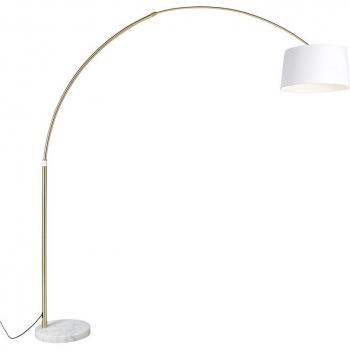Lampe à arc en laiton 50 cm abat-jour blanc