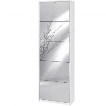 Salvaspazio Scarpiera Slim con Ante Specchio Bianco Ossido 63x29x190 cm