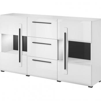 Buffet Elegante Blanco 2 Puertas 3 Cajones con Iluminación LED Louis