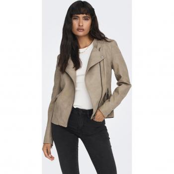 ONLY Ava Bikerjacke aus Kunstleder Beige Damen Regular Fit