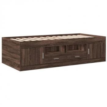 Single Daybed with Drawers Brown Oak 90x190 cm
