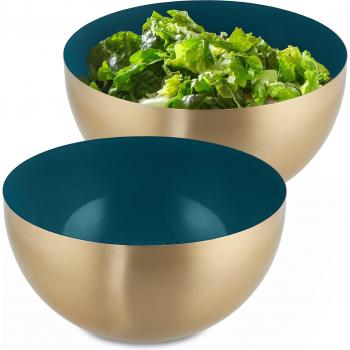 Set de Ensaladeras 2 L, Acero Dorado & Verde