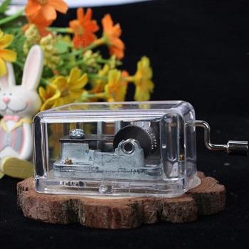 Boîte à musique artisanale, 10 chansons, en plastique transparent, manivelle à main, pour enfants