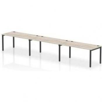 Impulse Single Row Office Desk 3-Person Black Frame