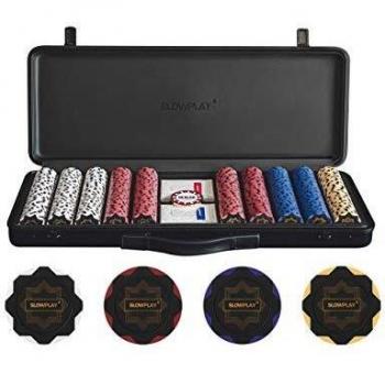 Texas Hold'em Poker Kit: 500 Poker Chips, No Values + Card Decks & Dealer Button