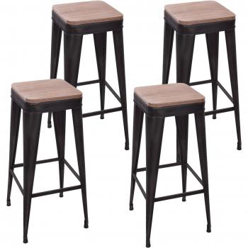Set 4 Taburetes Jorois Barra Metal Negro