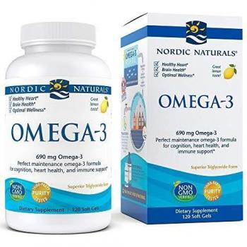 Nordic Naturals Lemon Omega-3 Fish Oil Softgels, 690mg Each, 120 Count