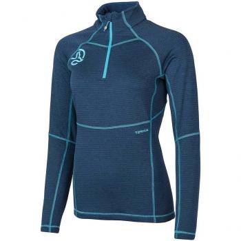 Ternua Damen 1/2 Zip Langarmshirt, Recycling-Material, blau, Größe M