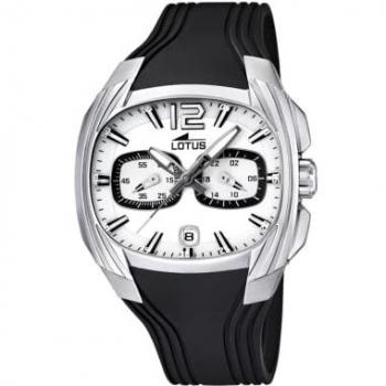 Reloj Lotus 15756/A Hombre Cronógrafo Cuarzo Negro Plata Correa Caucho
