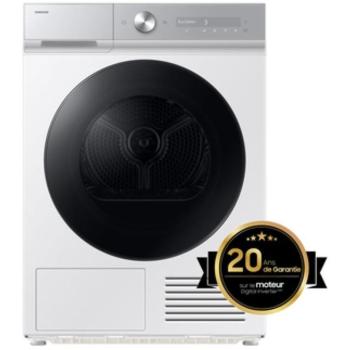 Sèche-linge Samsung Blanc Pompe à chaleur Optimal Dry AI Control Séchage silencieux 9 kg – DV90DB8845GHU3 Classe A (Blanc)
